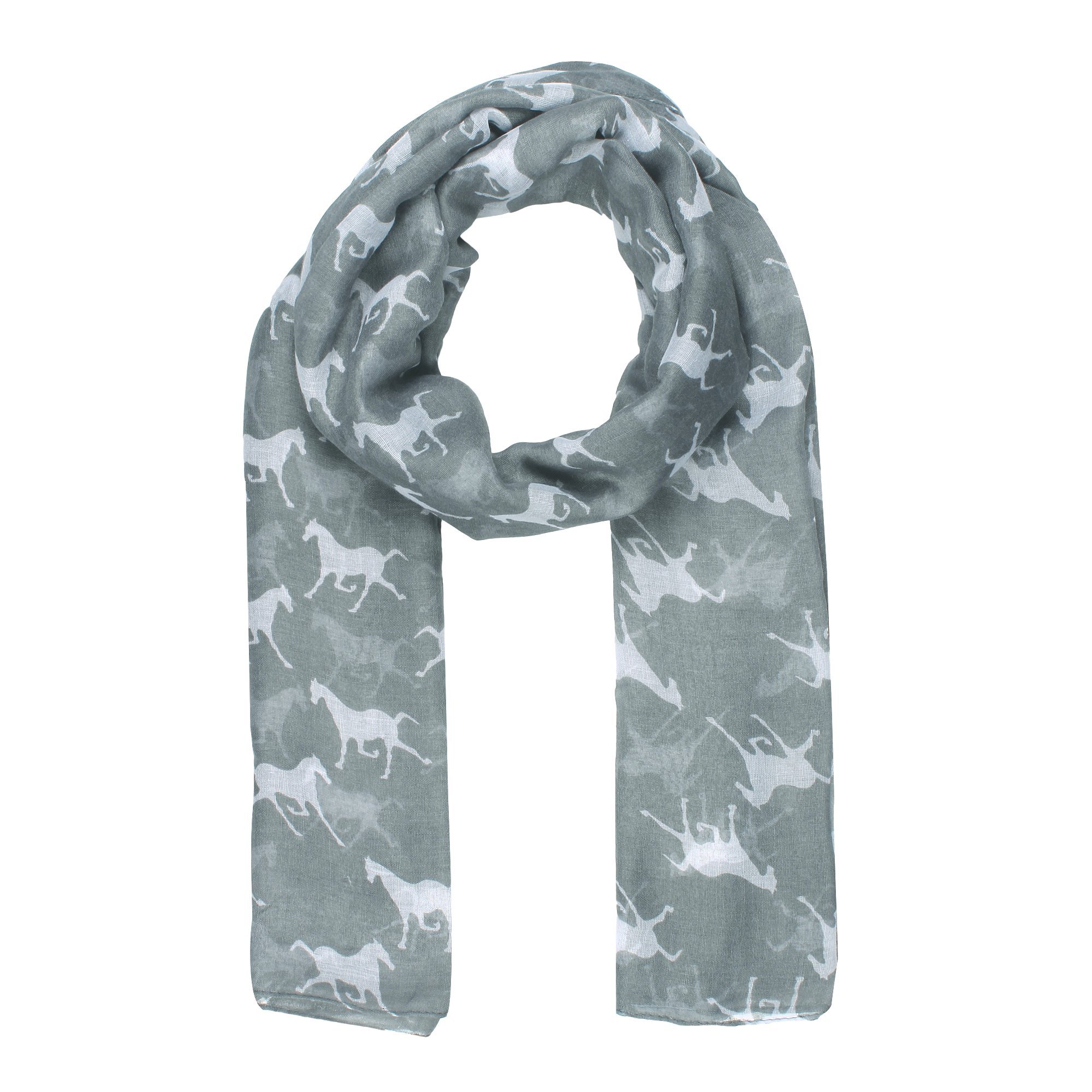 World Of Shawls Women's Silver Scarf Horses Print Design Scarves Shawl Wrap Maxi Scarf Sarong (Silver)