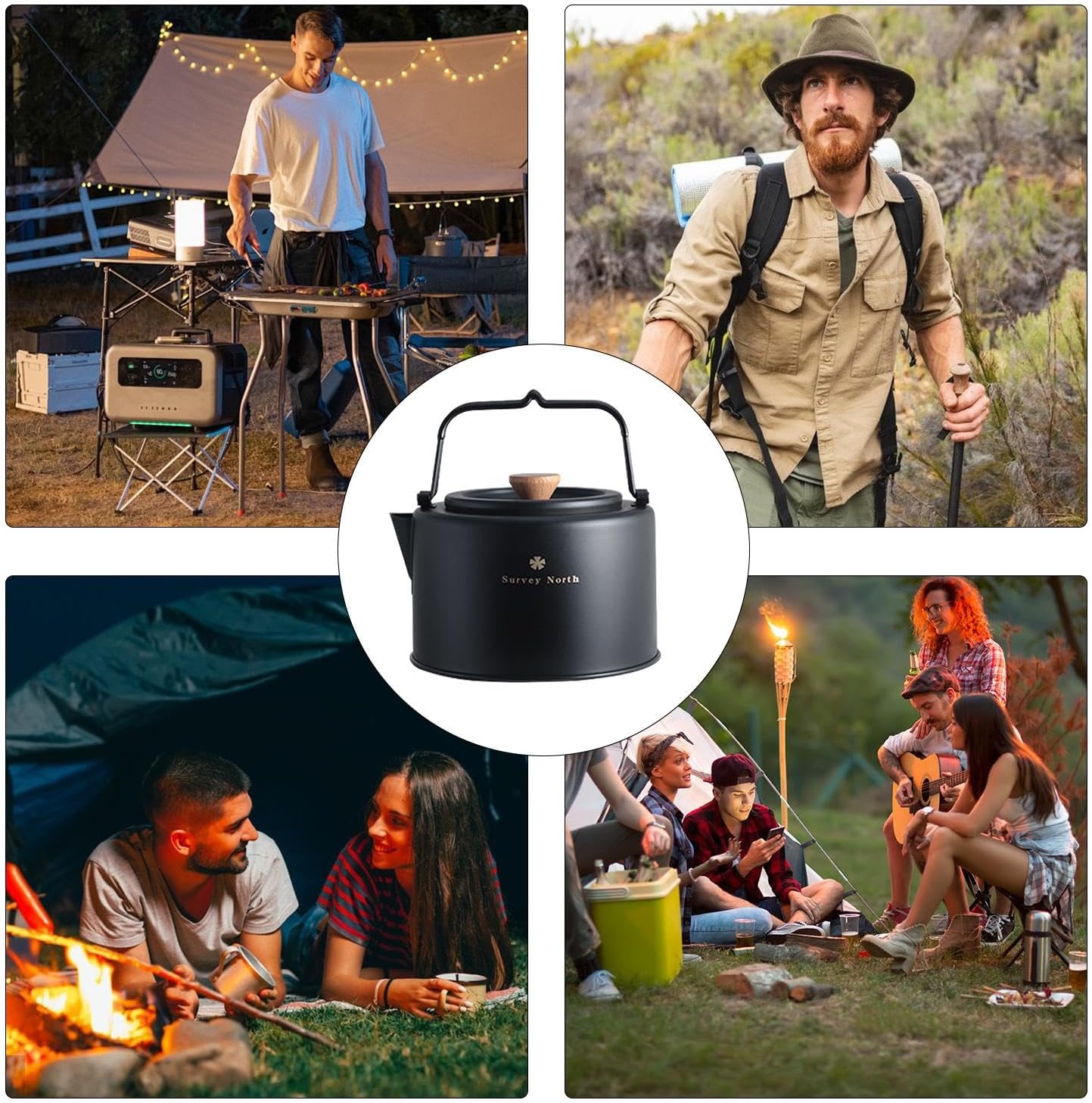 Generic Camp Tea Coffee Pot, 1L Camping Coffee Kettle, Stainless Steel Camp Tea Kettle, Camping Cookware With Tea Drain For Stove Top, Water Kettle With Tea Drain For Hiking, Picnic