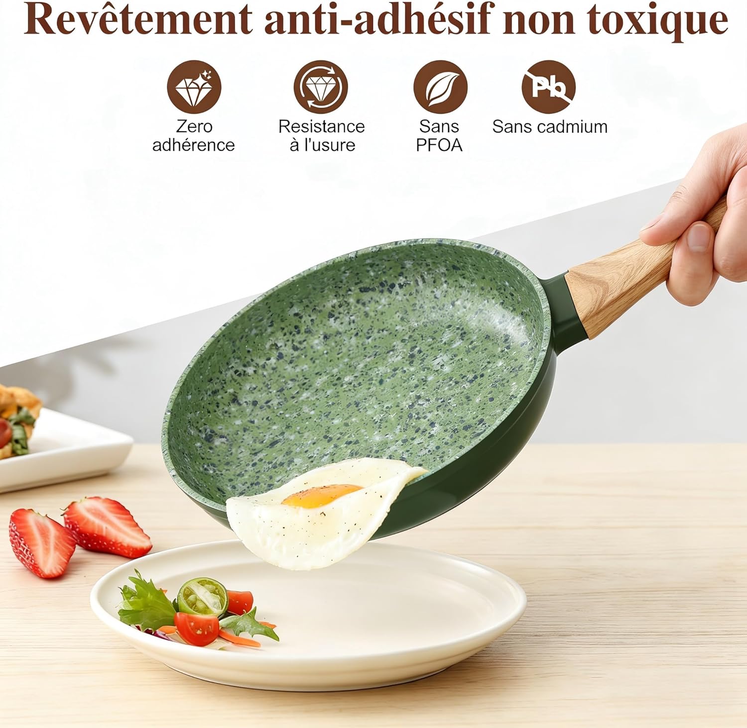 10.25 Inch Nonstick Frying Pan Skillet | PFAS/PFOA Free Non-Toxic Coating, 3mm Even Heat Base | Induction & Dishwasher Safe | Perfect for Eggs, Pancakes, Omelets & Healthy Cooking