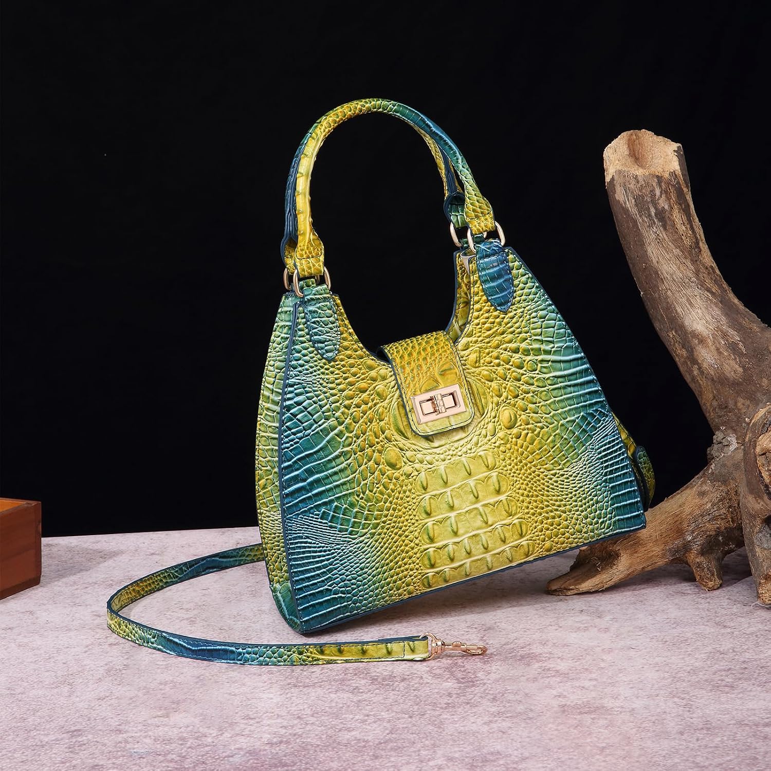 Makcr Joacbv Ladies Tote Leather Bags for Women Crocodile Embossed Zipper Satchel Purse Classy Compartments Crossbody bag