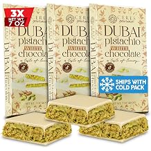 Ceres Gourmet Dubai Chocolate Bar Pistachio 3 Pack 7oz Each Premium Dubai White Chocolate Candy with Creamy Pistachio Filling and Crispy Kataifi, Viral Knafeh Snack Gift for Women and Men 3 x 200g
