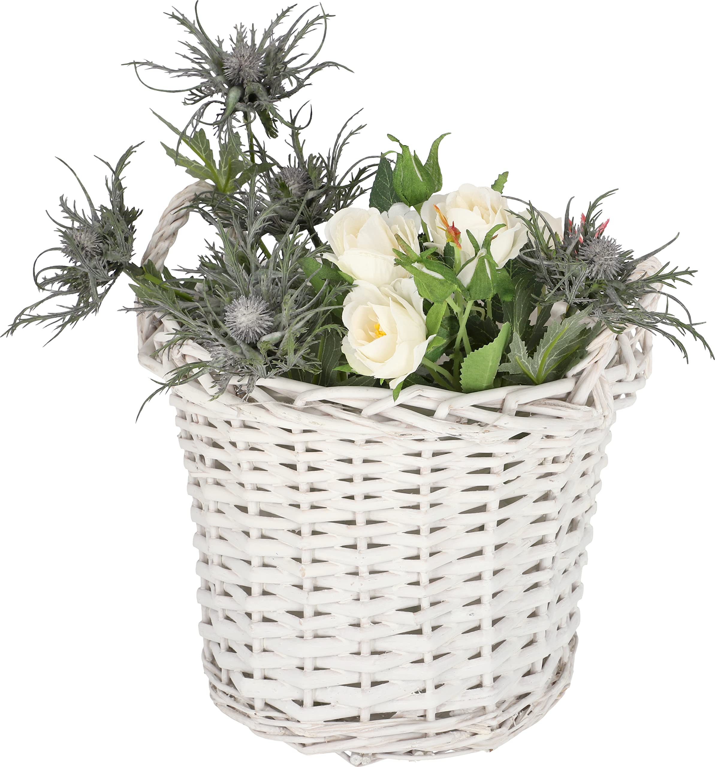KOTARBAU® Blumentopf geflochten - Korb geflochten - Weidenkorb für Blumen – ⌀ 38 cm – Flechtkorb - Weidentopf – Übertopf – Rustikal – Weiß