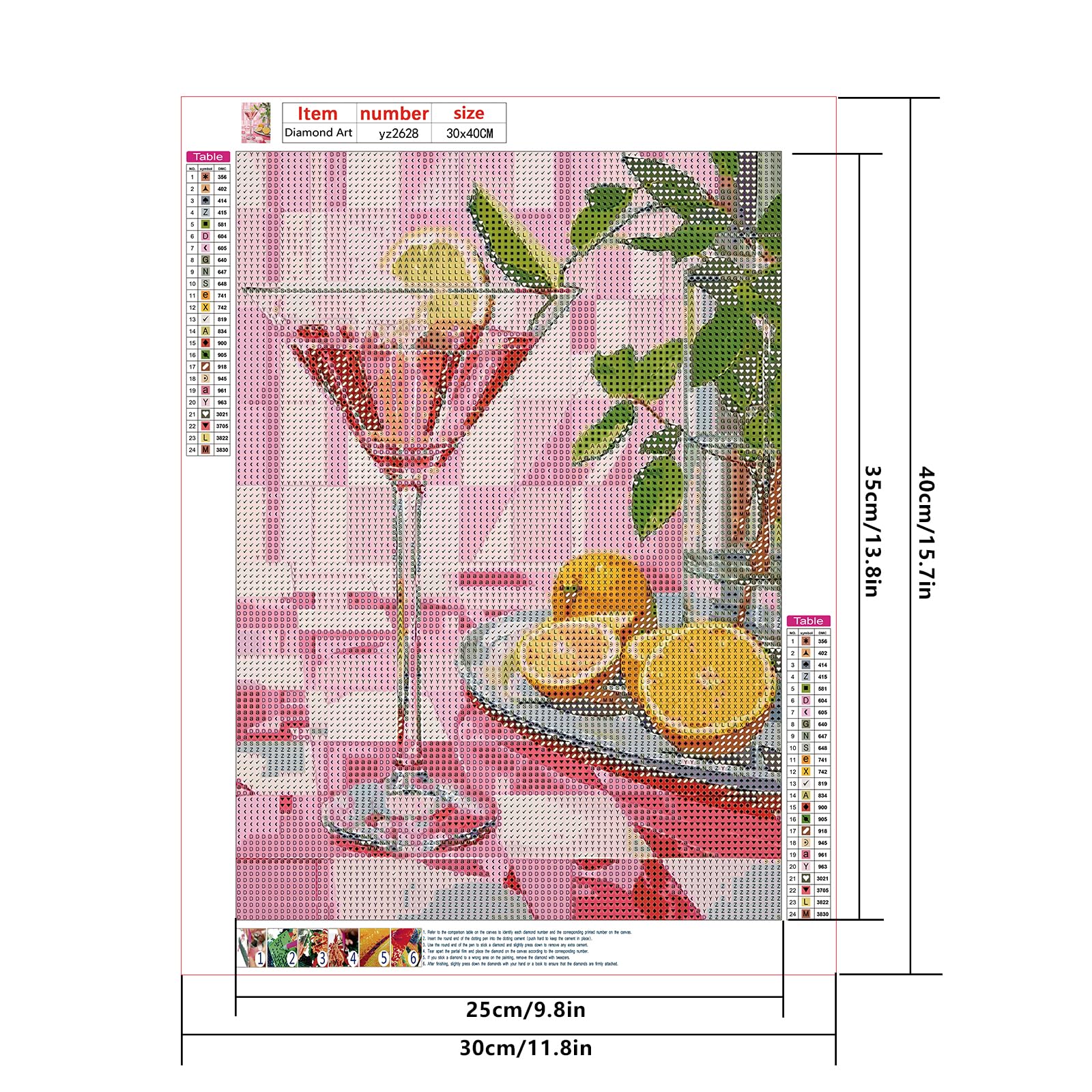 SHEGZHUC Diamond Painting per adulti, cocktail, limone, 30 x 40 cm, pittura con diamanti per bar, cucina, champagne, vino, mosaico, ricamo a punto croce, idea regalo, decorazione da parete per camera