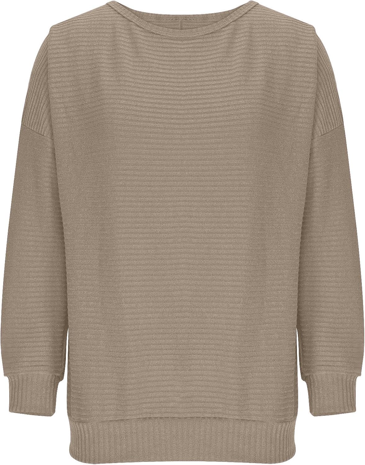 Womens Sweaters Casual Ribbed Crewneck Long Sleeve Lightweight Cable Knit Loose Fit Pullover Sweater Fall Outfits