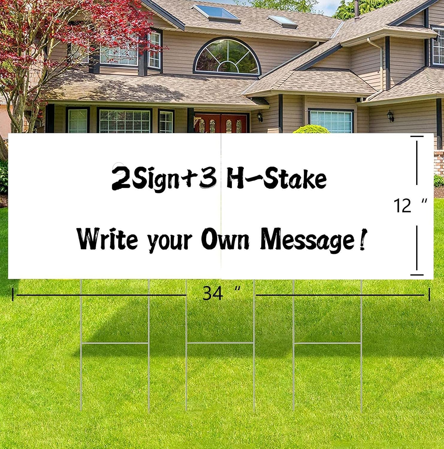 WENWELL Blank Yard Signs with H Metal Stakes 17x12 in,Real Estate Garage sale Signs Double Sided,Corrugated Plastic Lawn Sign for Birthday,DIY Custom Outdoor Sign for House,Road,Outside,3 Packs : Patio, Lawn & Garden