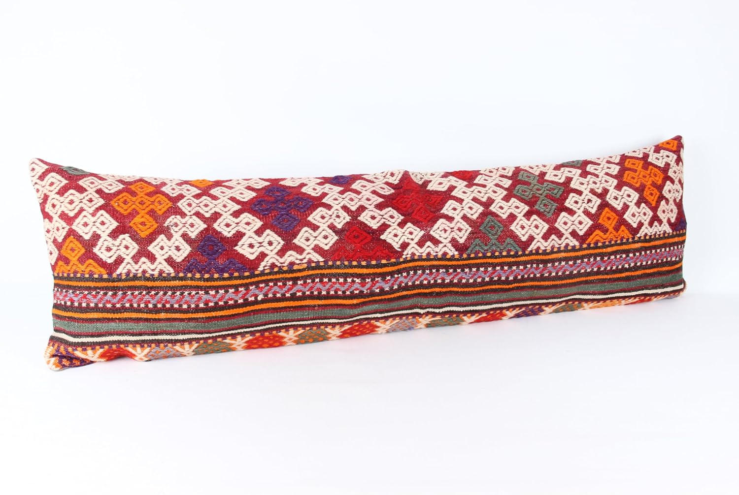 King Size Kilim Pillow Cover 14x47 inch Bedding Lumbar Twin Extra Long Queen Cushion Classy Boho Design Housewarming Chevron Throw