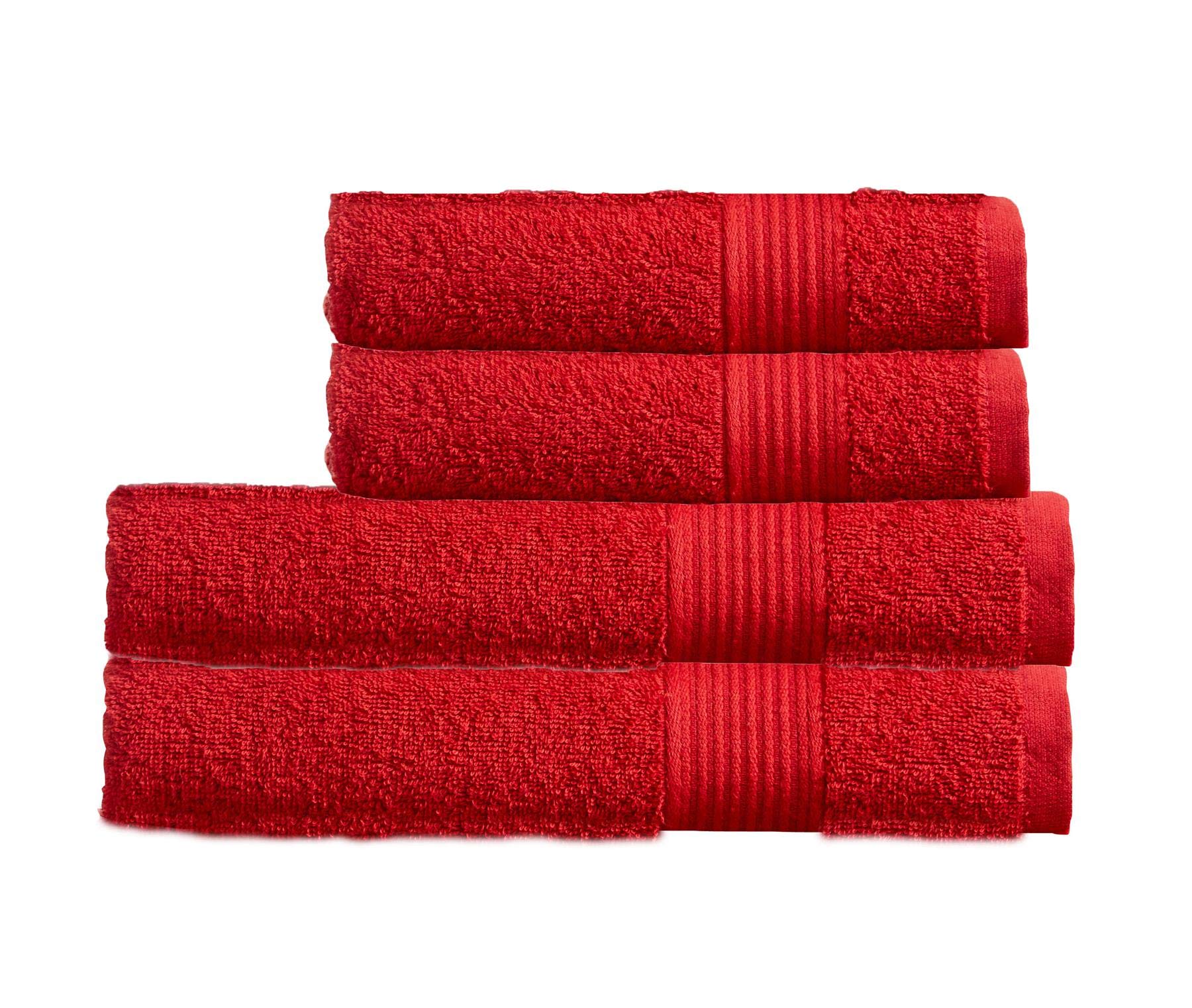 Olivia Rocco Egyptian Cotton Towels Home Bathroom Towel Set Bale Fade Resistant 500gsm Home Collection Bales Bath Sets, 2 Bath and 2 Hand Towels Red