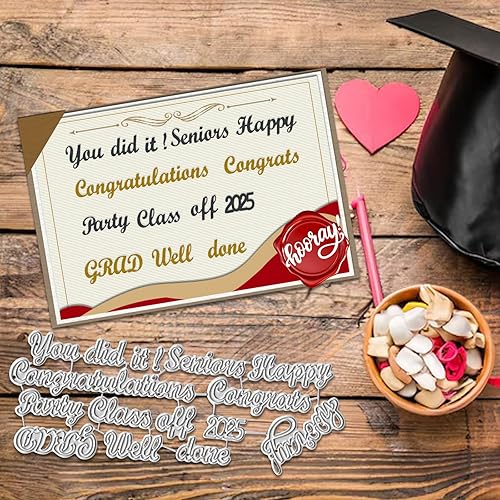 Miniatura 9 de Troqueles para hacer tarjetas, palabras de felicitaciones, moldes de plantillas de metal, troqueles de fondo de graduación para manualidades, álbum