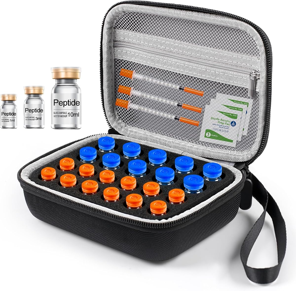 Peptide Case for Fridge, 22 Vial Case for Diabetic Insulin Storage Cases