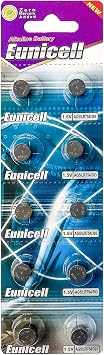 10 Eunicell AG5 / 193 / LR48 Button Cell 1.5V Battery Long Shelf Life No Mercury Expire Date Marked