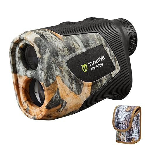 TideWe Hunting Rangefinder with Rechargeable Battery, 700/1000Y Camo Laser Range Finder 6X Magnification, Distance/Angle/Speed/Scan Multi Functional Waterproof Rangefinder with Case