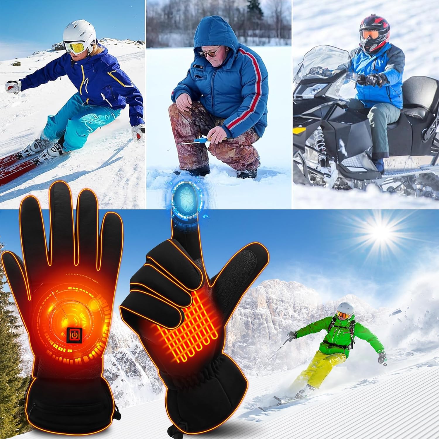 Rabbitroom Heated Gloves Rechargeable Waterproof Touchscreen Enabled for Men Women,Thermal Electric Hand Warmers Ideal for Cold Weather Skiing Motorcycling Cycling Hunting Outdoor Sports Daily Work - Image 8