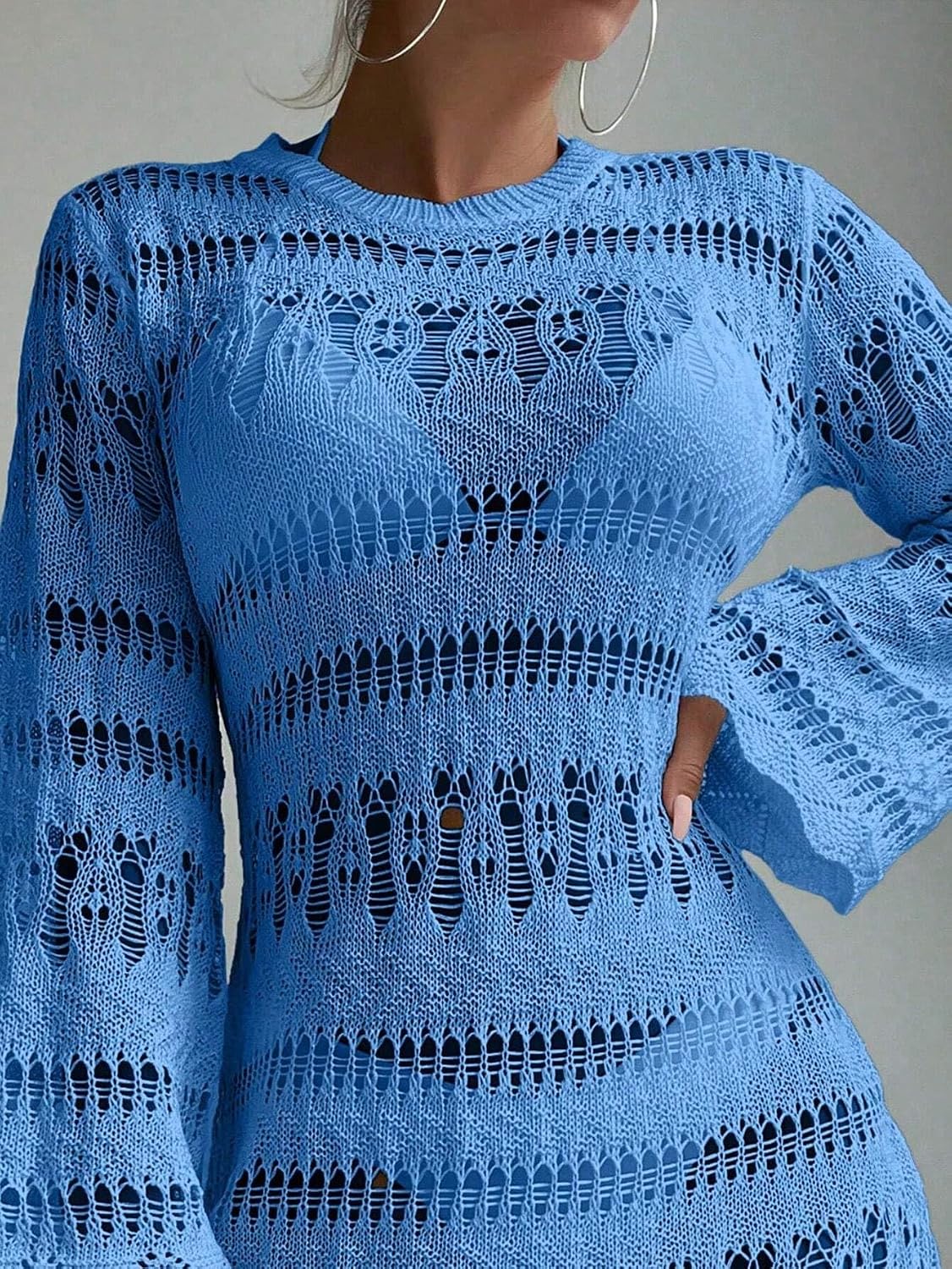 swimsuit coverup for women Summer Beach Hollow Out Trim Cover Up Dress Without Bikini Set