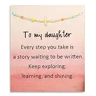 Honsny Cross Bracelets for Women Trendy 18K Gold Plated Bracelet Christian Baptism Friendship Religious Easter Gifts for Valentine's Day Sister Best Friend Birthday Gifts for Women Bestie Jewelry