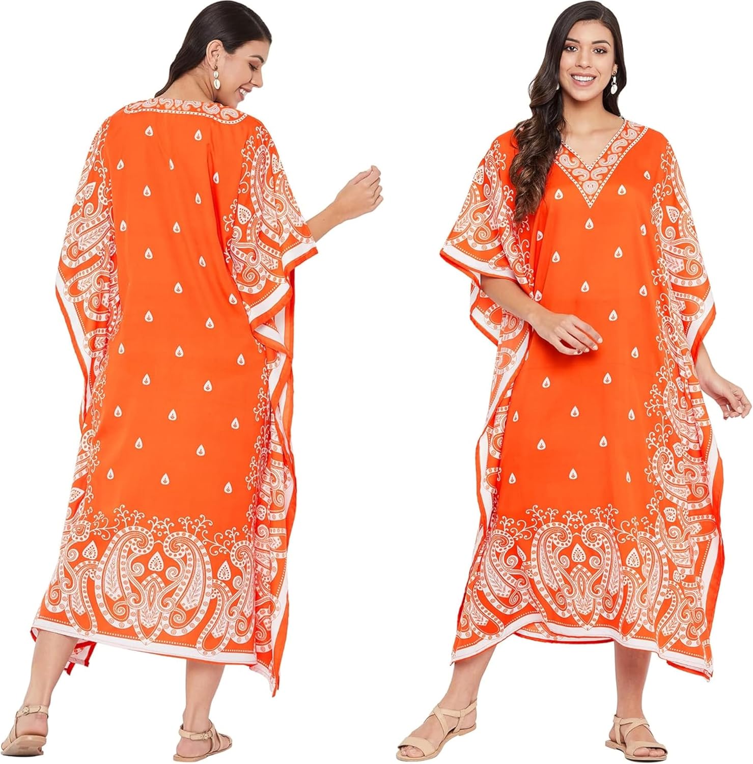 Oussum Plus Size Kaftan Dresses Women Polyester Summer                    	