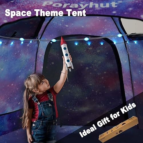 Miniatura 7 de Tienda de campaña hexagonal portátil para niños con tira de luces LED para interiores, casa de juegos para niños, fácil instalación, tienda de