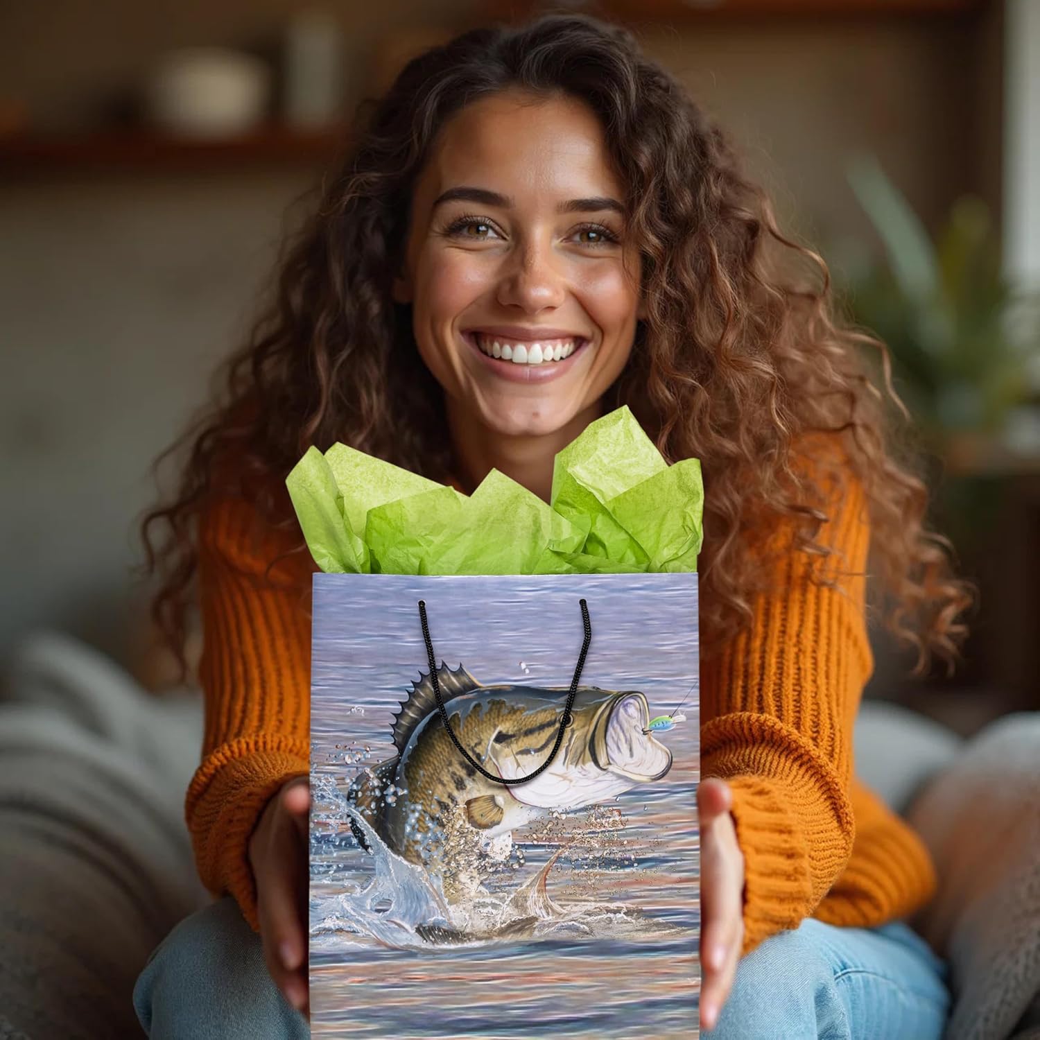 Havercamp Fishing Gift Bag, Medium, 10 x 12 x 4.25 Inches, Gone Fishin' Party Collection image 4