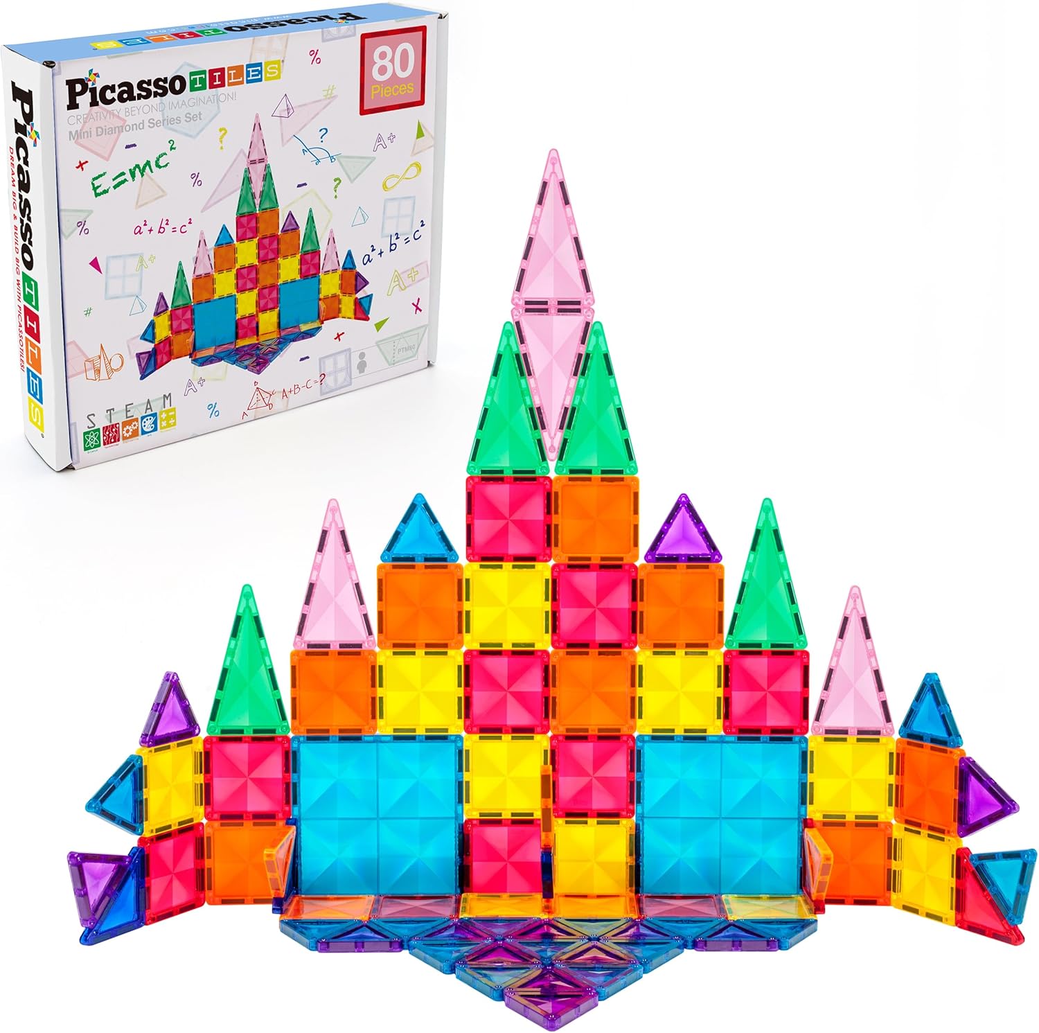PicassoTiles 120-teilige Magnetbausteine Mini - STEM Lernspielzeug Für Kinder Ab 3