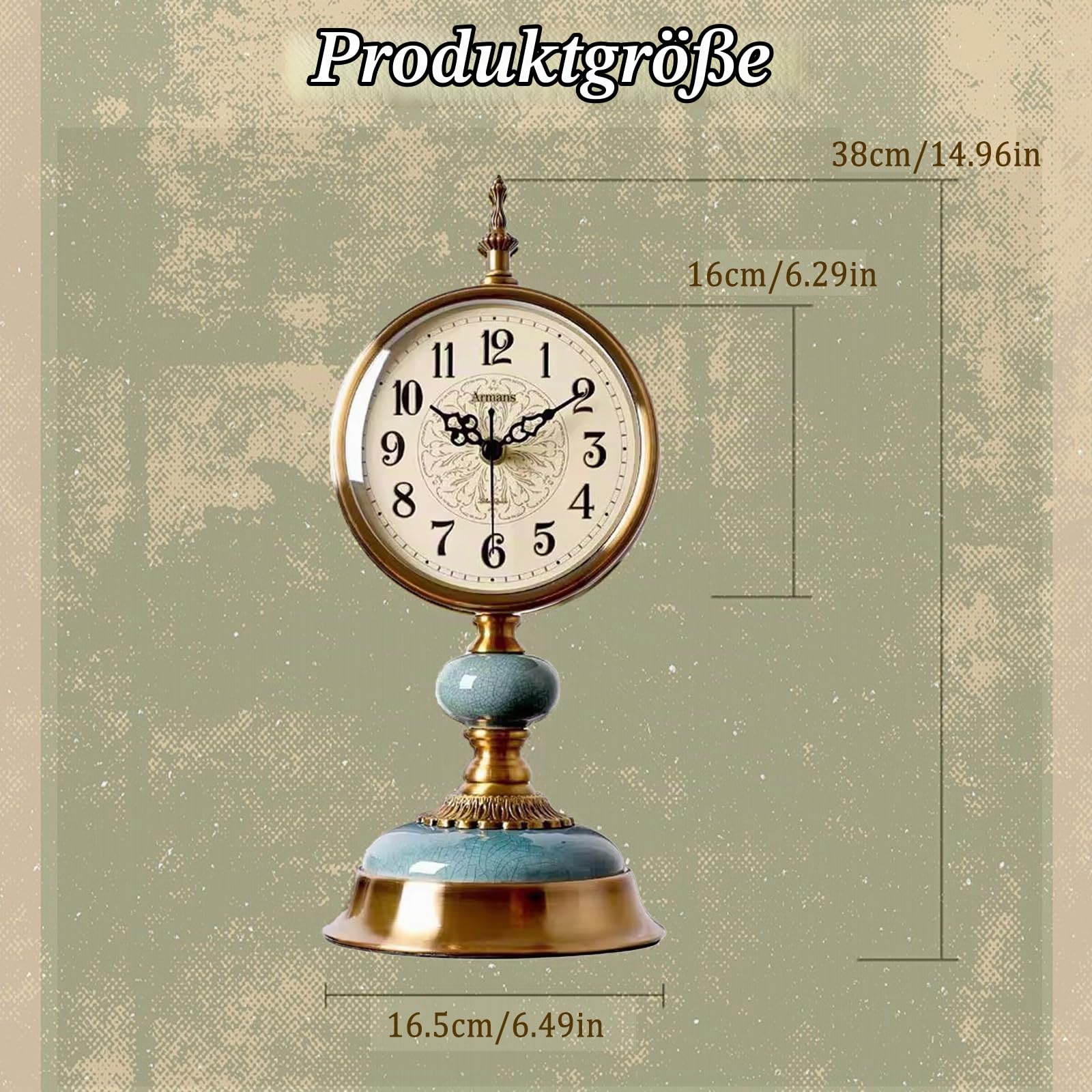 Vintage Tischuhr, Vintage Standuhr, Antik Silent tischuhr für Wohnzimmer | Klassische Nostalgie Tischuhr im Europäischen Stil, Tischuhren für Zuhause, Wohnzimmer, Schlafzimmer