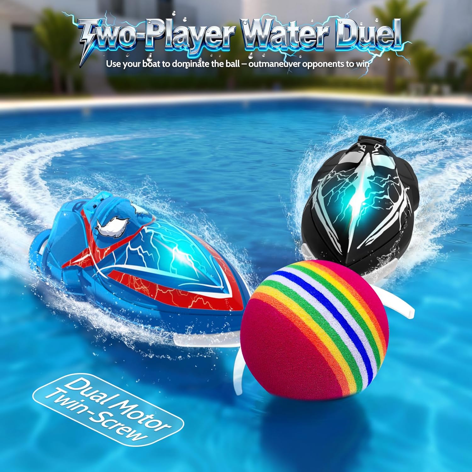 fromeasy 2-Pack Mini RC Boats with Floating Ball – 2.4GHz Remote Control Boats for Pools & Lakes, 2 Speeds, Auto Flip, Waterproof, Low Battery Alert, for Kids & Adults