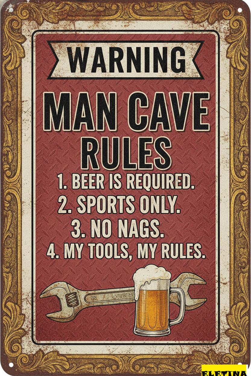 Personalized Sign for Man Cave Funny Vintage Retro Metal Tin Wall Decor, 8x12 Inch Wall Art Basement Garage Warehouse Gifts Private Property Decorative