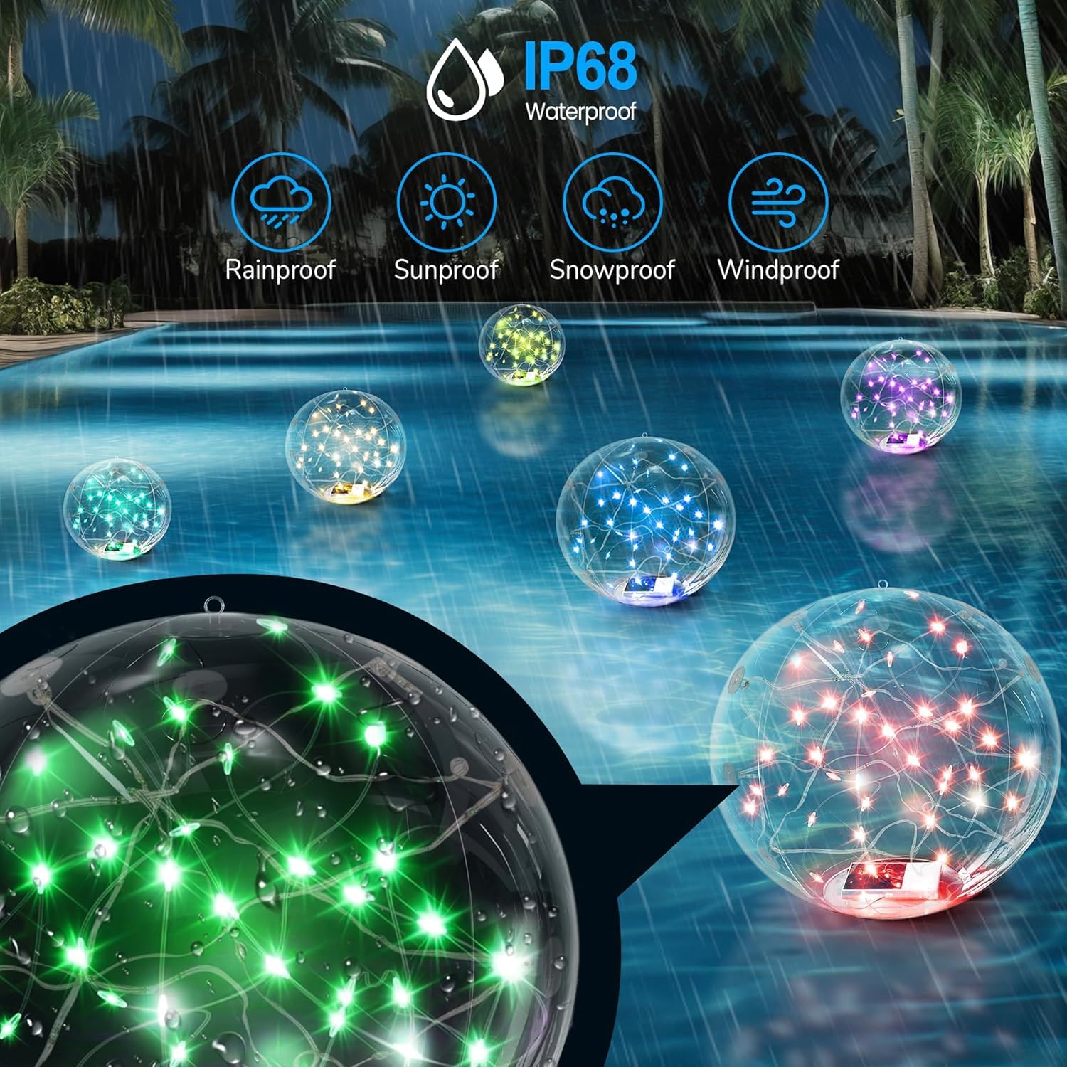2pcs Lampes Flottantes pour Piscine Solaires, Boules Lumineuses Gonflables (35 cm) Accrochables, Lampes Flottantes pour Piscine avec Télécommande, Lumière Flottante étanche IP68 (Couleur chaude)