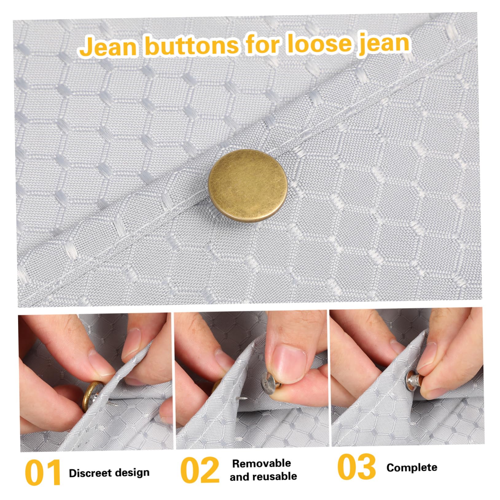 SHINEOFI 5 Set Di Bottoni Automatici Per Jeans Senza Cuciture Regolabili Per Cintura Chiusure in Tessuto Riutilizzabili 30 Pezzi * 5