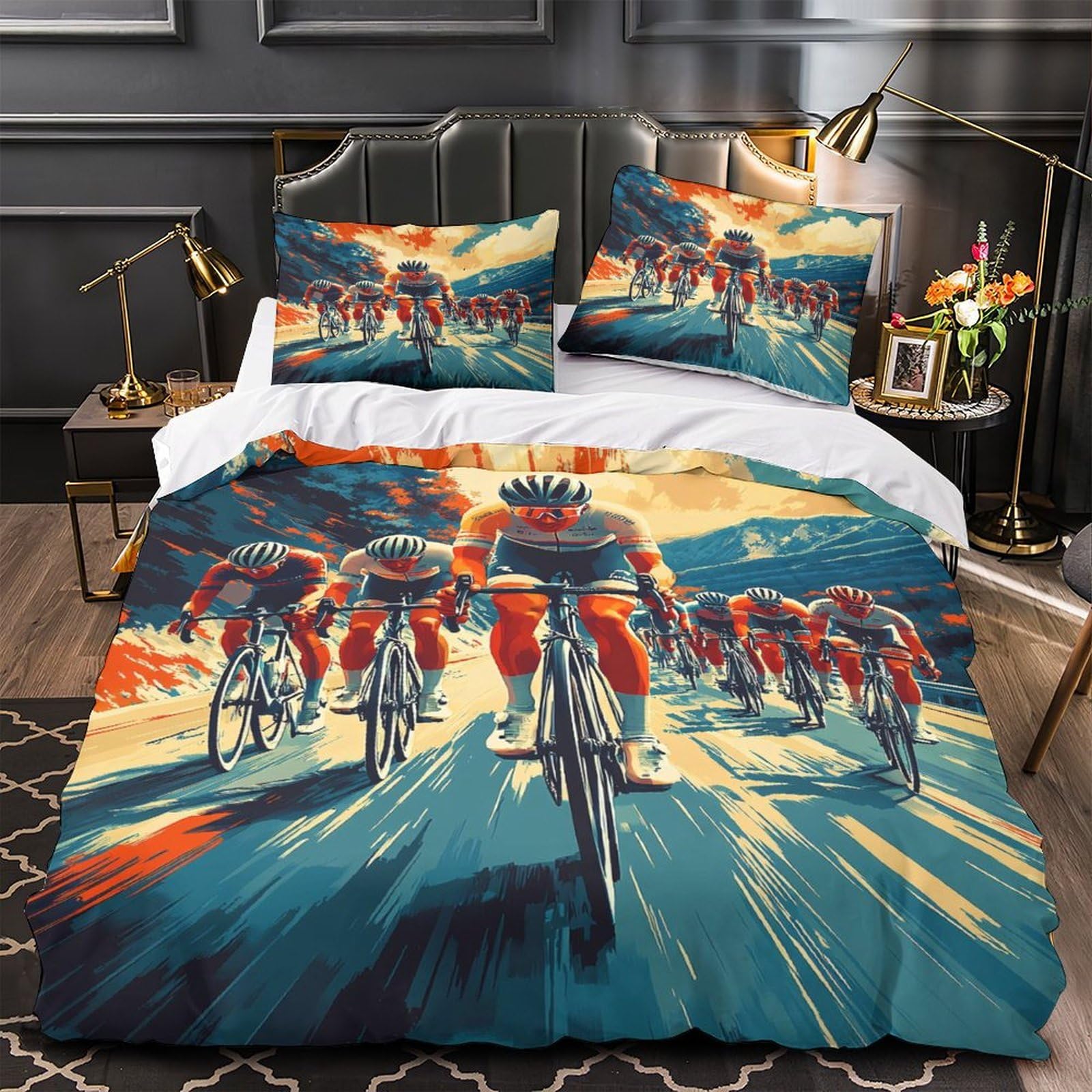 Housse de couette chiots blancs anti-acarien lit double zippée
