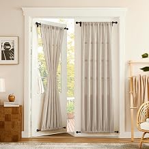 Tollpiz Linen Door Curtains Doorway Semi Sheer Curtains Room Divider Light Filtering Drape Dual Rod Pocket Boho Window Curtain for Closet, 54 x 72 inches Long, Natural, 1 Panel