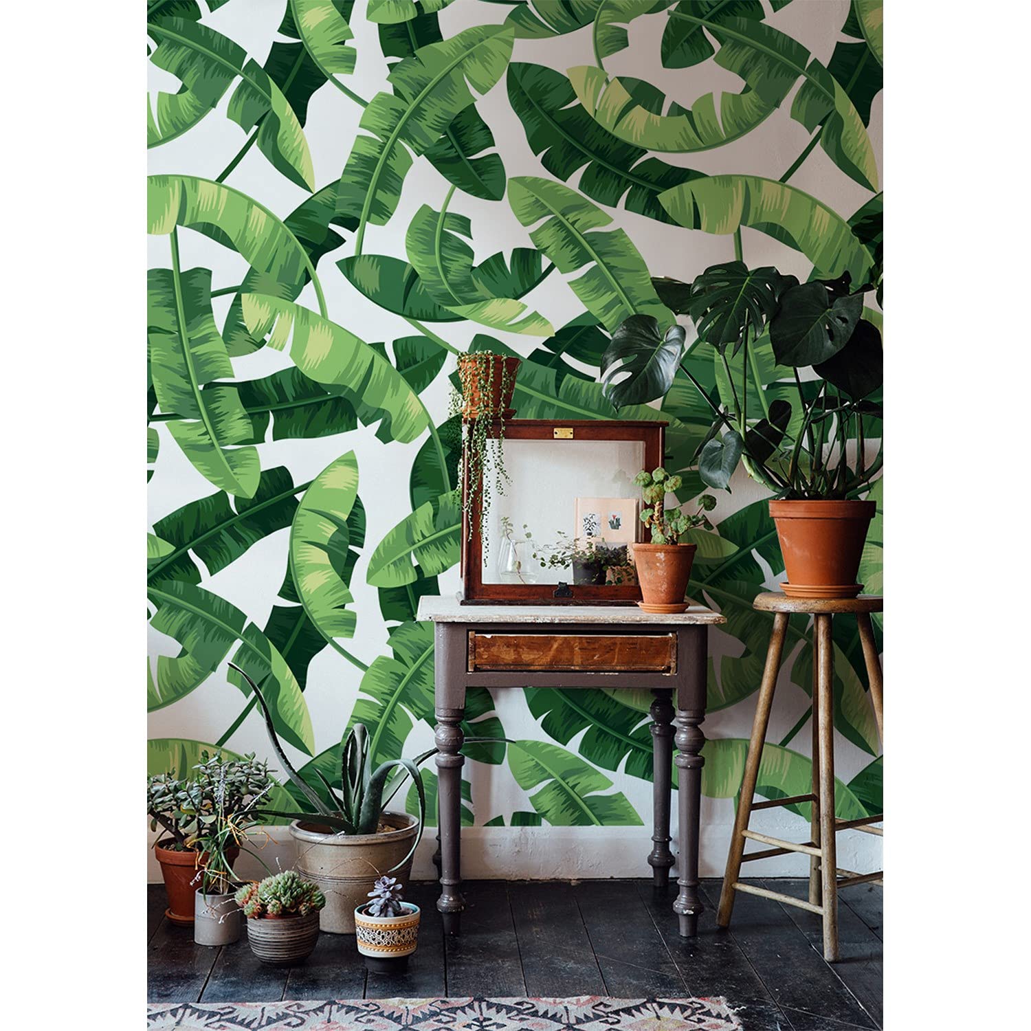 Papier peint intissé pour masquer les imperfections murales avec motif tropical