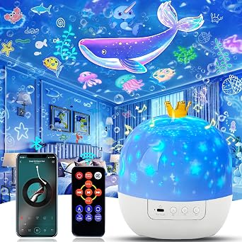 21 Sets of Films, Projector Night Light for Kids Bedroom, Ceiling, Remote Control & Bluetooth Speaker, Baby Night Light Projector, Star Galaxy Projector for Baby Girls, Christmas, Nursery, Room Decor
