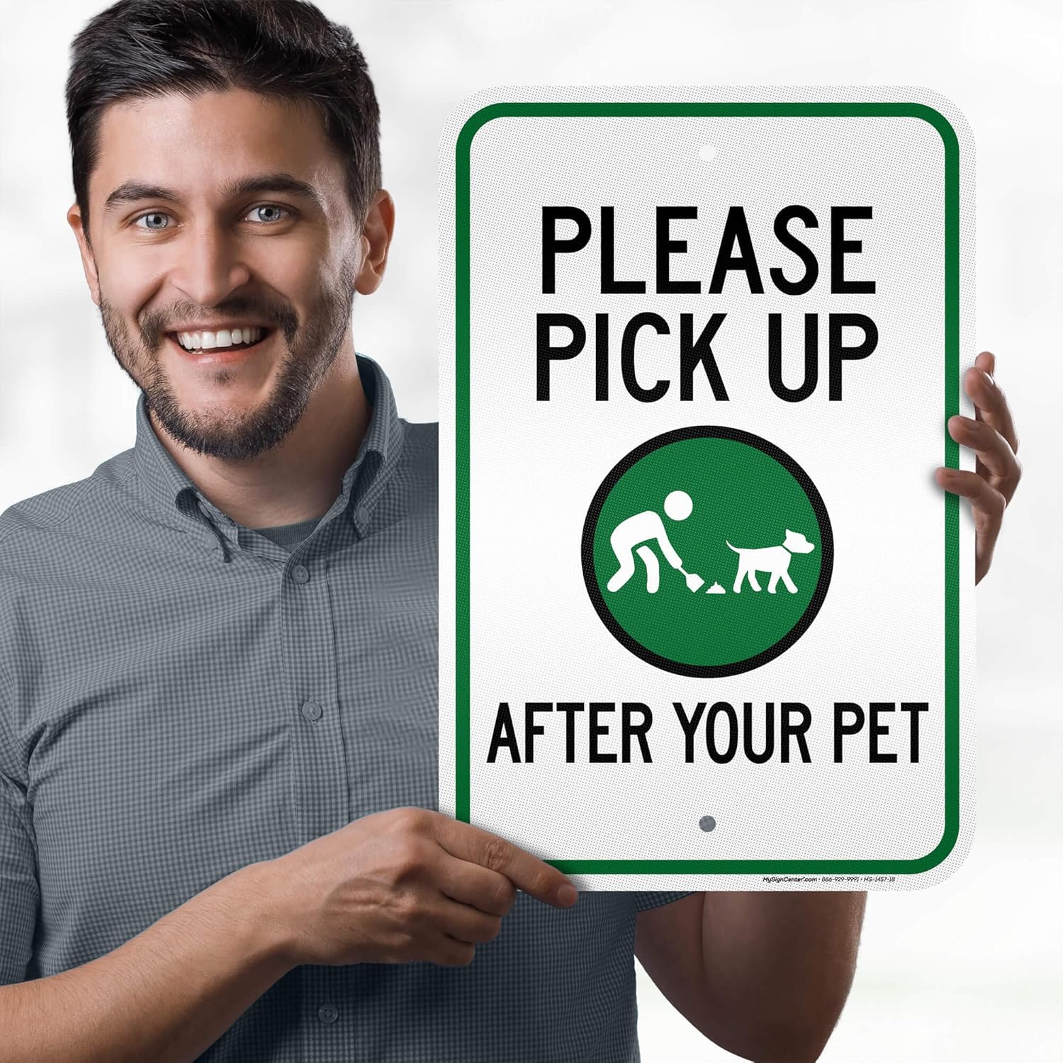 Please Pick Up After Your Dog Sign,12"x18" Aluminum Reflective, Indoor/Outdoor Use, USA MADE By My Sign Center