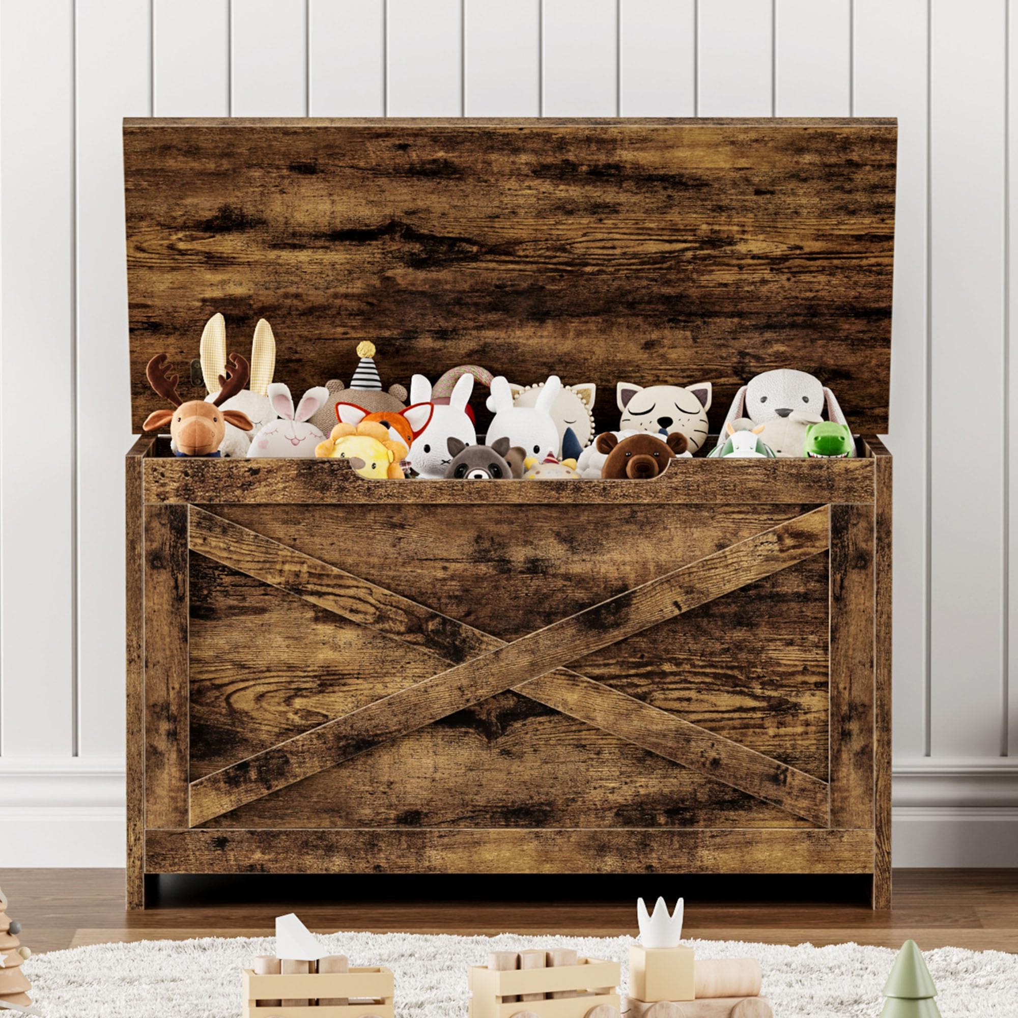 Banc Coffre De Rangement Bois 76 cm Banc à Chaussures d'Entrée Avec Assise