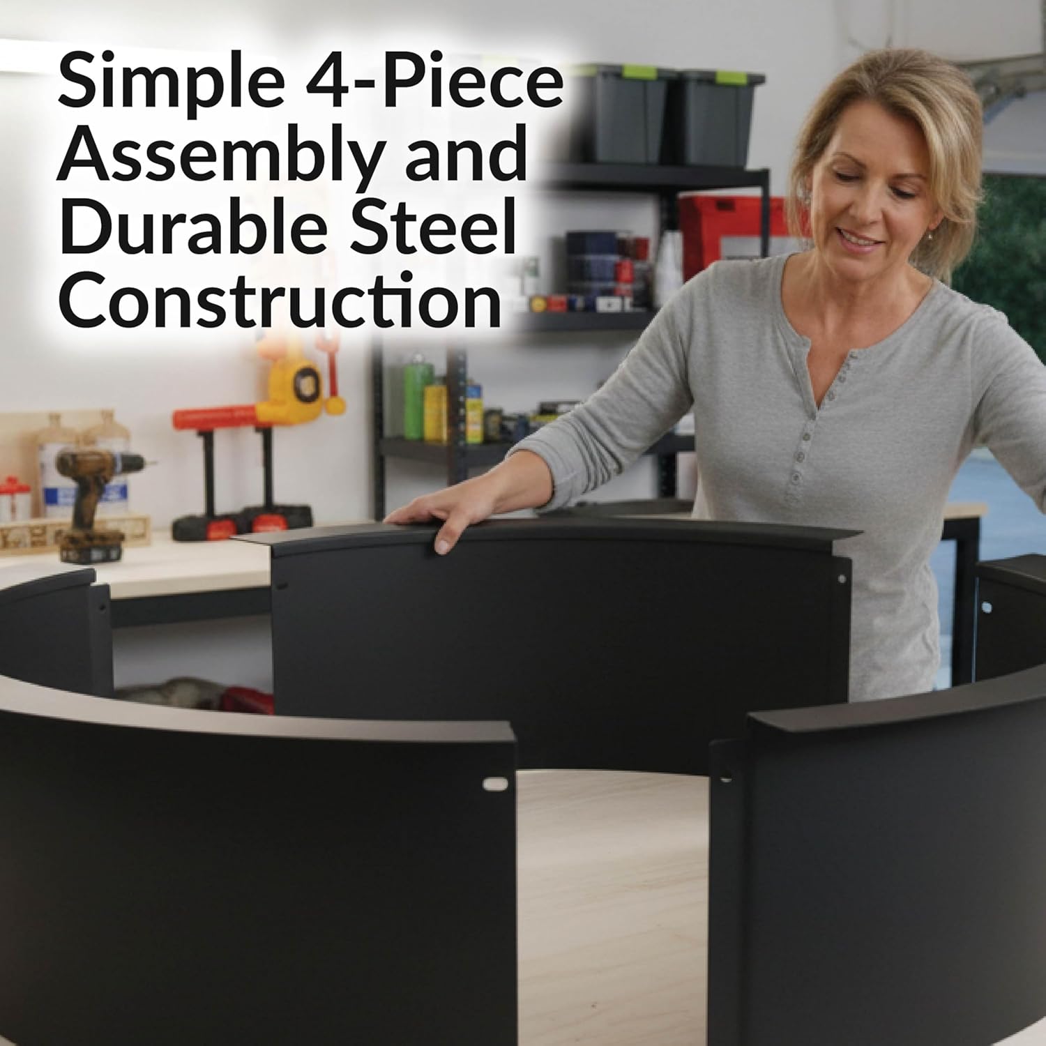 Sunnydaze Outdoor Fire Pit Ring - Heavy-Duty Round Steel Fire Ring Insert - DIY Above or In-Ground - 45-Inch Outer/39-Inch Inner Diameter