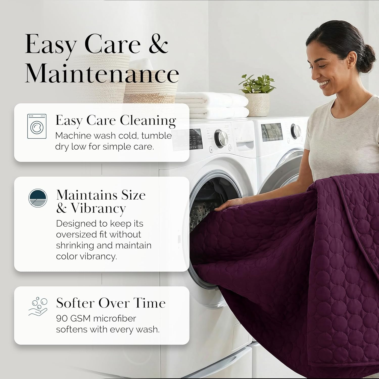 Southshore Fine Living, Inc. Oversized Quilts for King Bed, Lightweight Quilt Bedding Set, Soft Coverlet, 3-Piece Bedspread Set with Two Matching Quilted Pillow Shams, King/California Size, Purple