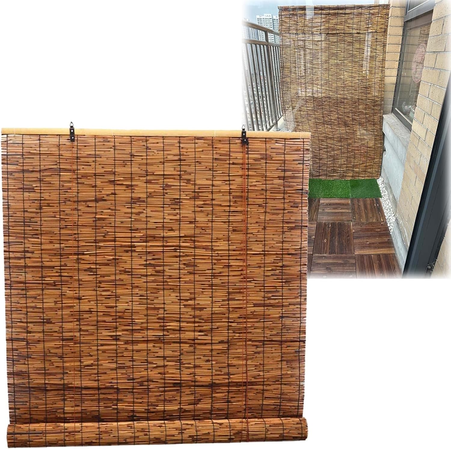 Bamboo Roll Up Blinds for Patio, 20x24 25x68 34x72 39x72