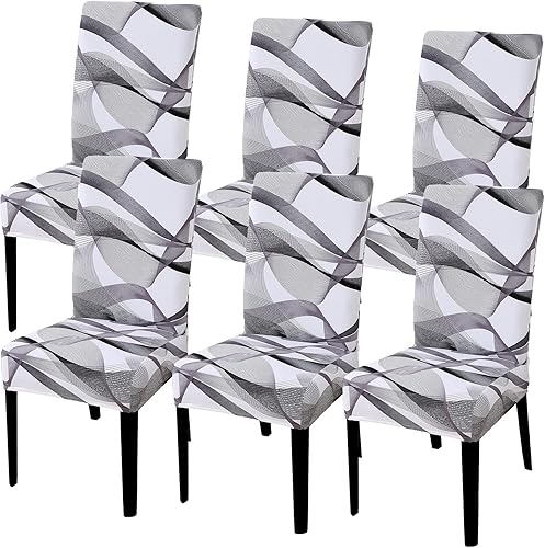 Juego de 6 fundas para sillas de comedor, fundas elásticas para sillas Parsons, extraíbles, lavables, de elastano, impresas, fundas protectoras de