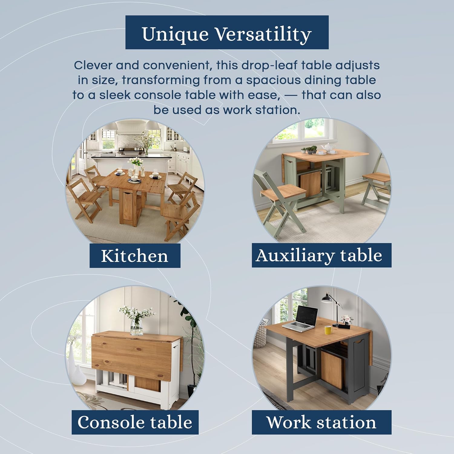 Santos Butterfly Dining Set – 4 Assembled Foldable Chairs + 1 Folding Table – Space-Saving Table with Nesting Chairs - Compact and Easy to Assemble - White & Rustic Pine Wood White/Brown image 4 of 8 B0DL711DY3