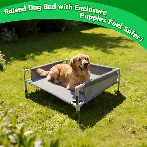 Miniatura 2 de Makerfire Cama elevada para perro, sofá cama elevada para perros medianos, cuna refrescante desmontable para interiores y exteriores, con patas