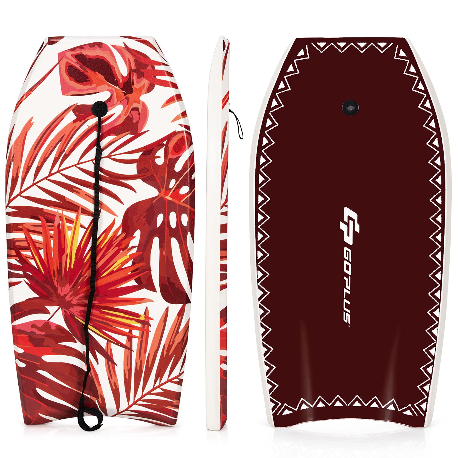 GoplusBoogie Boards for Beach, 41''/37''/33'' Lightweight Body Board with EPS Core, XPE Deck, HDPE Slick Bottom, Wrist Leash, Bodyboard for Kids Adults Surfing