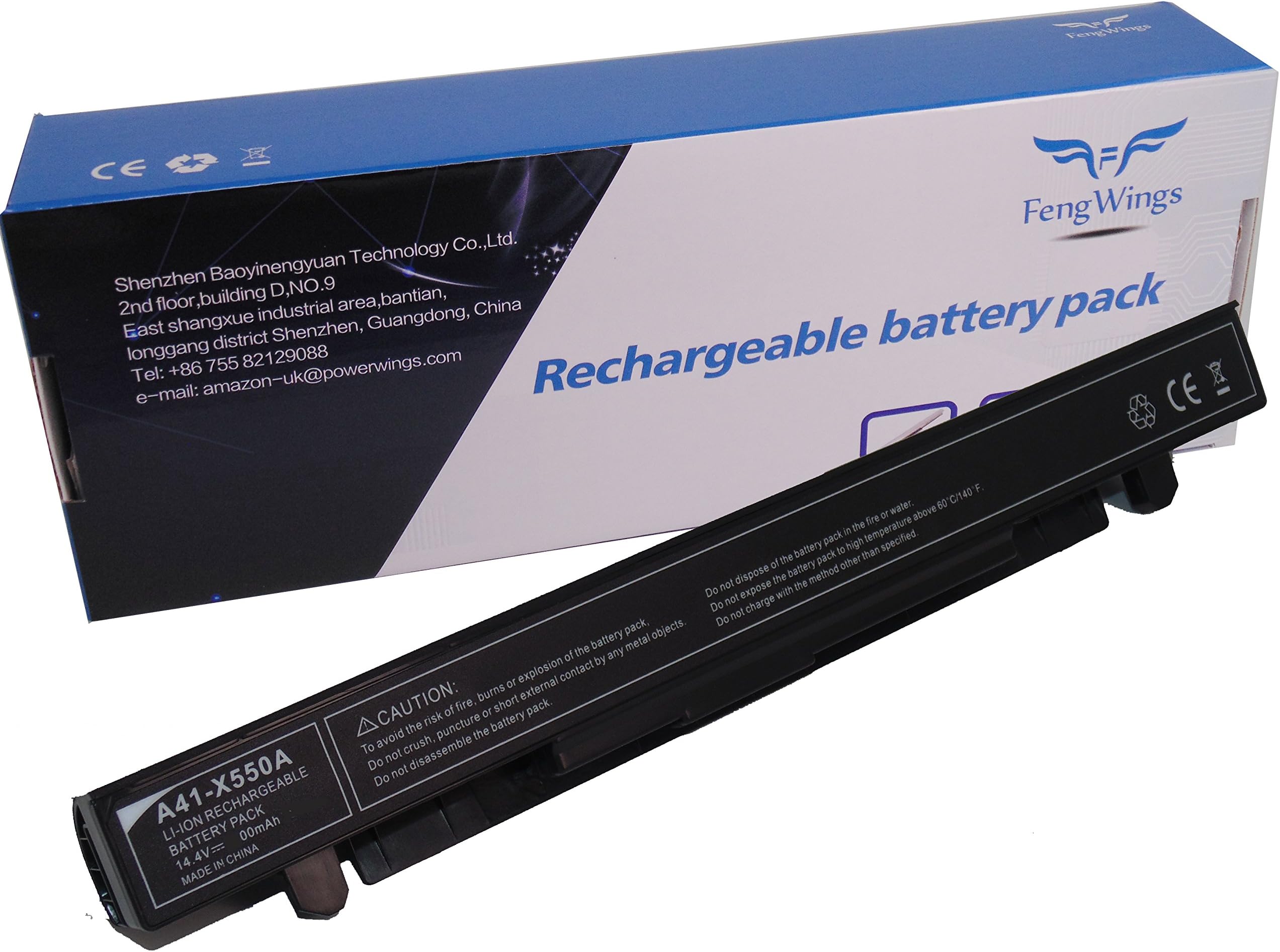 FengWings® laptop battery A41-X550A for ASUS X450CA X450EA X550 X550C X550D X552CL X552EA FX50JK F550C R510CA 14.4V 2600mAh 4 Cells