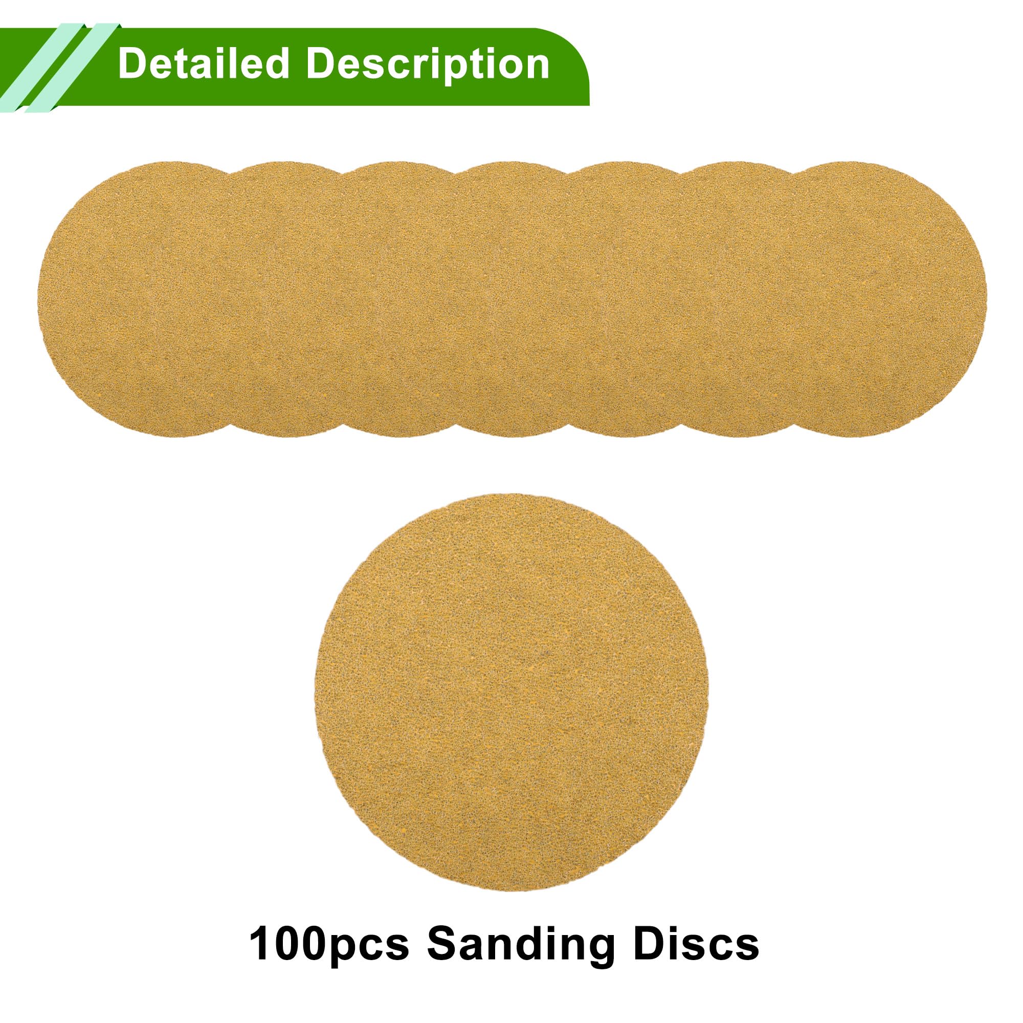 Disco De Lijado 5" 100Pcs Para Madera Metal Y Compuestos | Color Amarillo, Material Abrasivo Óxido De Aluminio, Soporte Base De Papel, Gancho Y Bucle, Grado 40, Tamaño 125mm