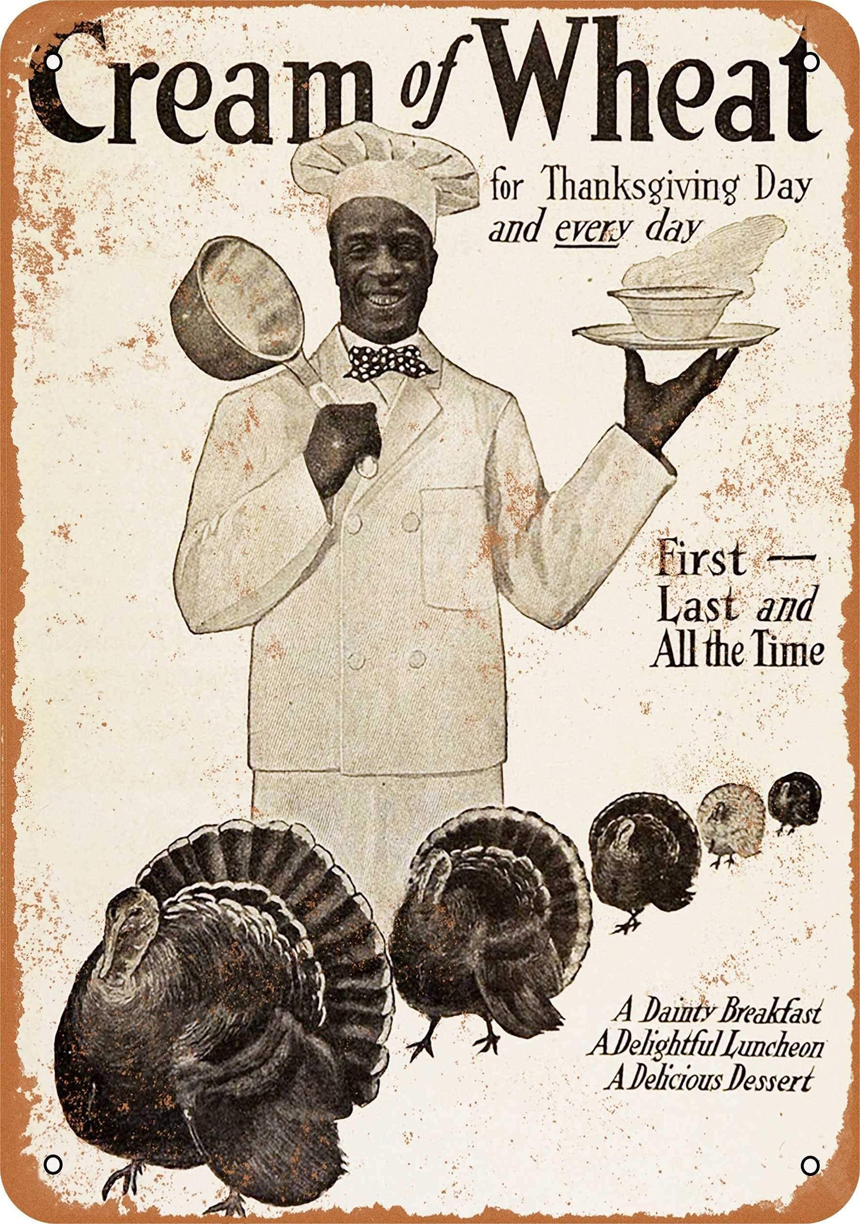 SaraheveMetal Sign - 1907 Cream of Wheat for Thanksgiving -8X12 Inch Vintage Look Tin Plaques,Cafe, Bar, Home Wall Decor