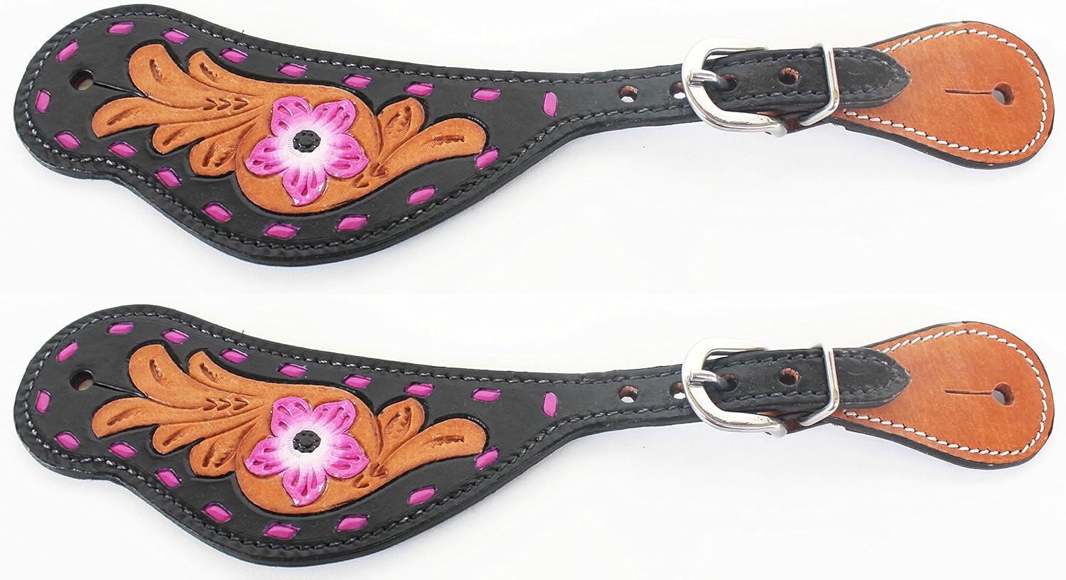 Western Riding Cowboy Boots Leather Spur Straps Tack 74P