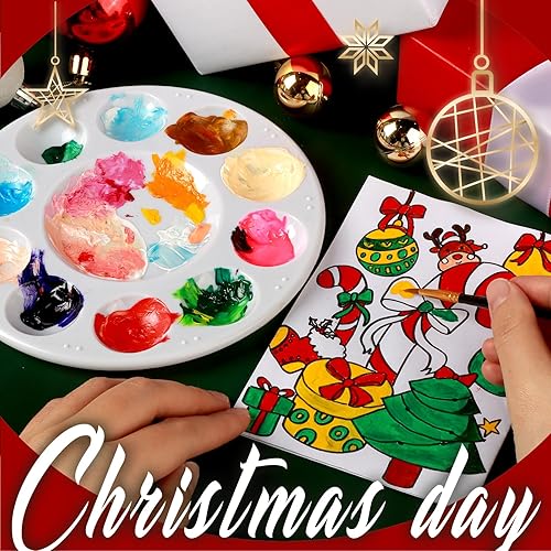 Miniatura 9 de FANDAMEI Paletas de bandeja de pintura redonda blanca, bandeja de paleta de pintura, paleta de bandeja de pintura de plástico, paletas de pintura