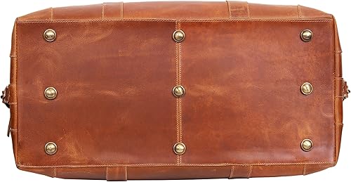 Miniatura 8 de Maleta de viaje de piel de búfalo de 24 pulgadas, bolsa de equipaje de viaje, bolsa de viaje para gimnasio, fin de semana durante la noche, Beige