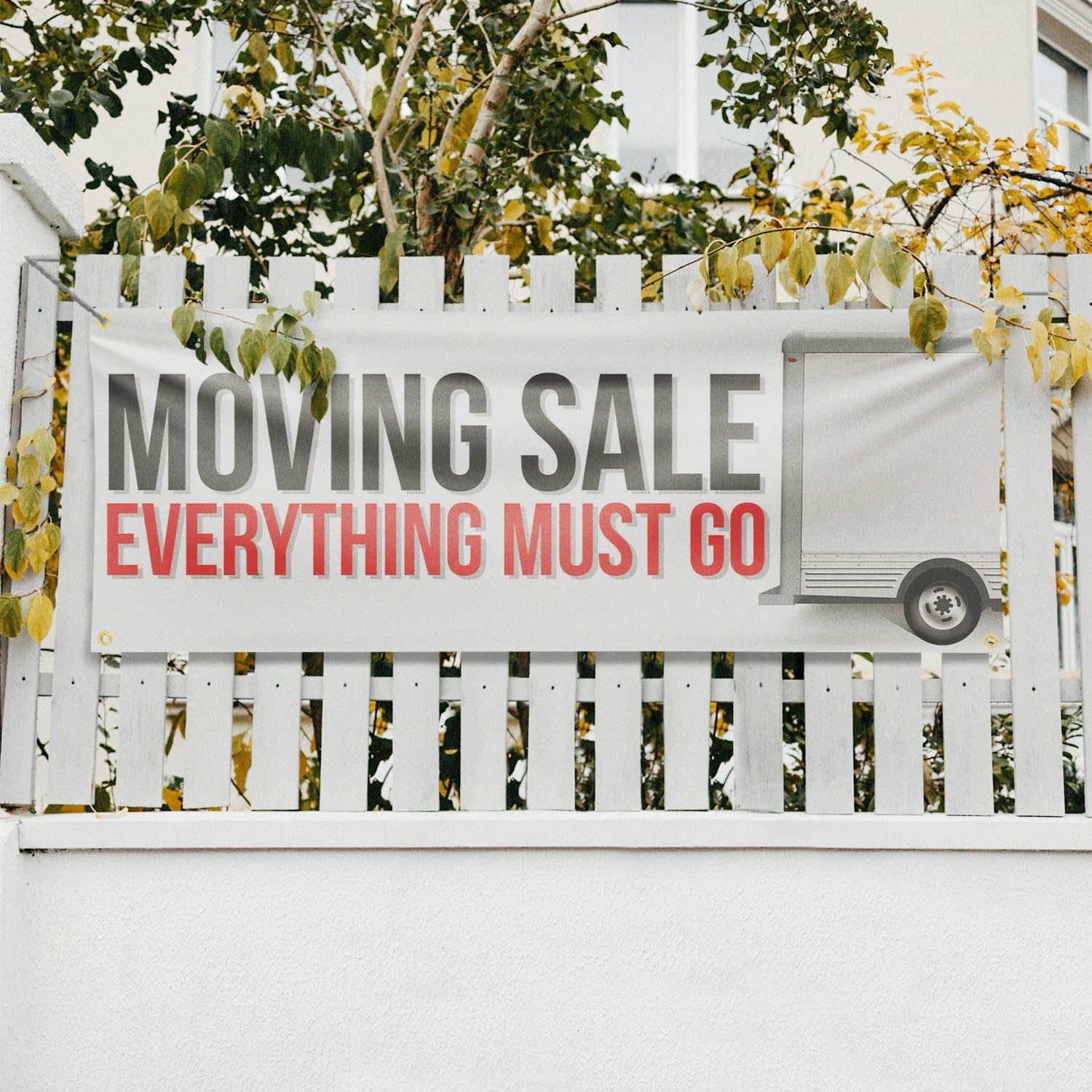 Moving Sale Everything Must Go Banner Sign 18 Inch x 48 Inch | 13 oz Vinyl with Metal Grommets | Heavy-Duty Single-Sided Outdoor Durable Printed High-Quality Weatherproof | Made in the USA