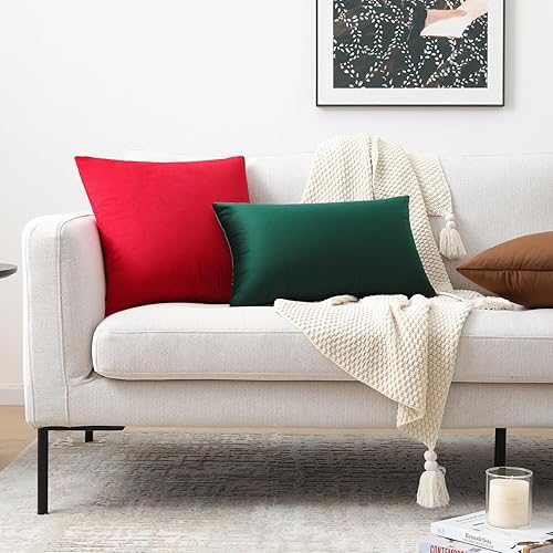 Miniatura 4 de Mixhug - Fundas de almohada decorativas de terciopelo, fundas de cojín para sofá y cama, juego de 2 fundas color rojo, 26 x 26 pulgadas