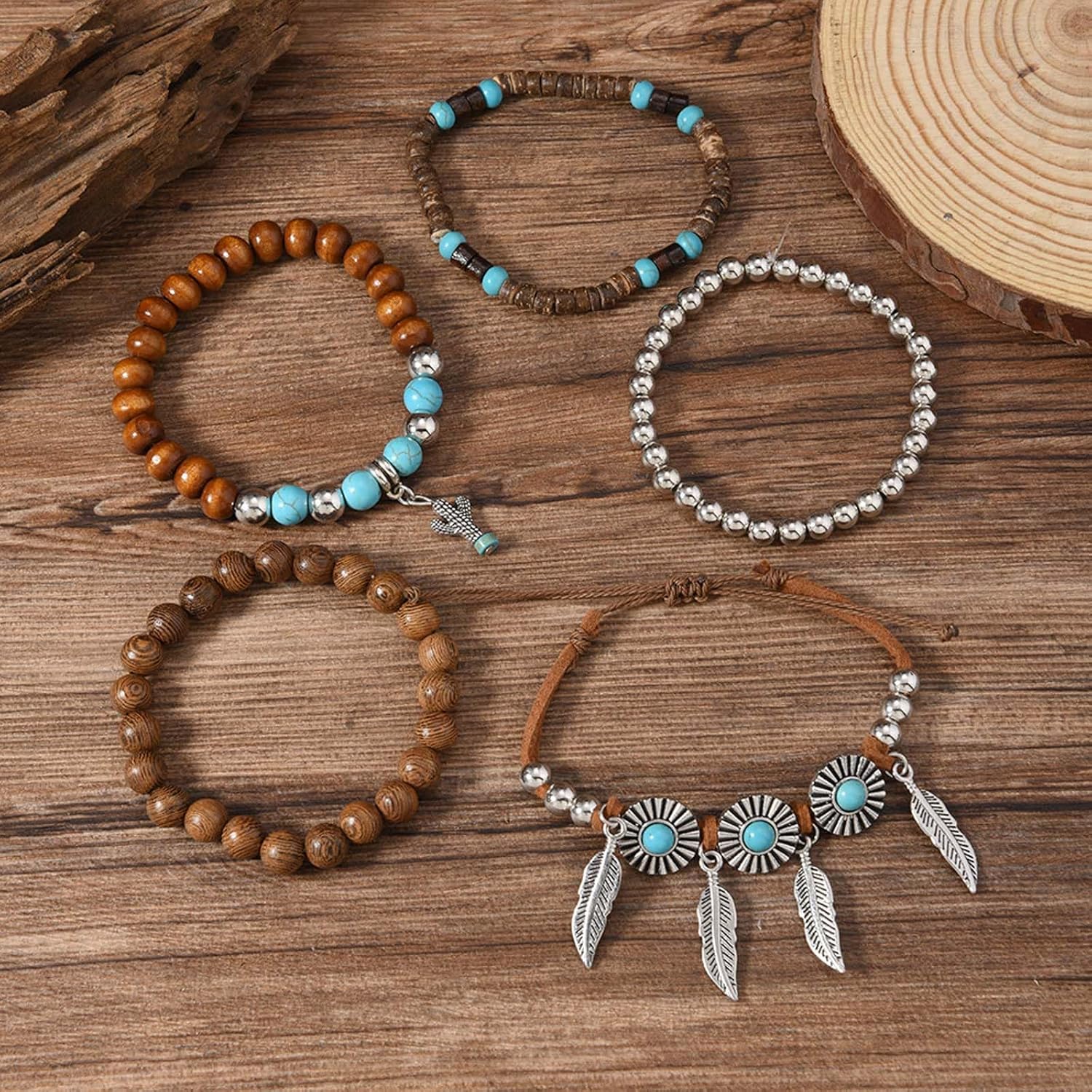 Western Turquoise Bracelet for Women Western Beaded Bracelets Stack Boho Country Bracelet Jewelry - Image 4