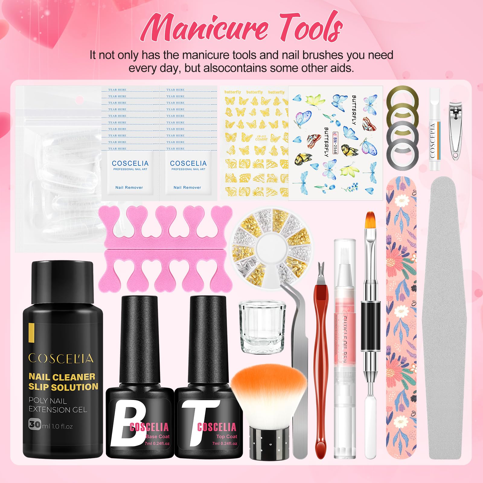 COSCELIA Zestaw lakierów do paznokci, 15 sztuk, żelowy lakier do paznokci z lampą 36 W U V/LED, 3 szt. Poly Nail Extension Gel, wiertarka do paznokci maszyna Top & Base Coat Nail Art dla